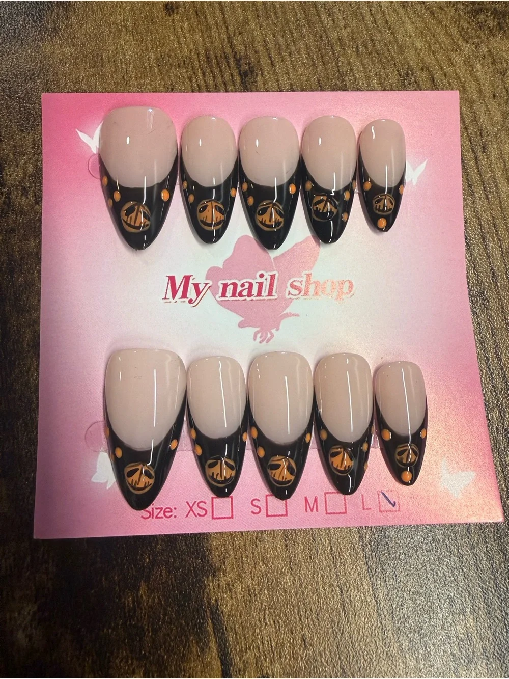 Halloween Black Tips Press-On Nails Large